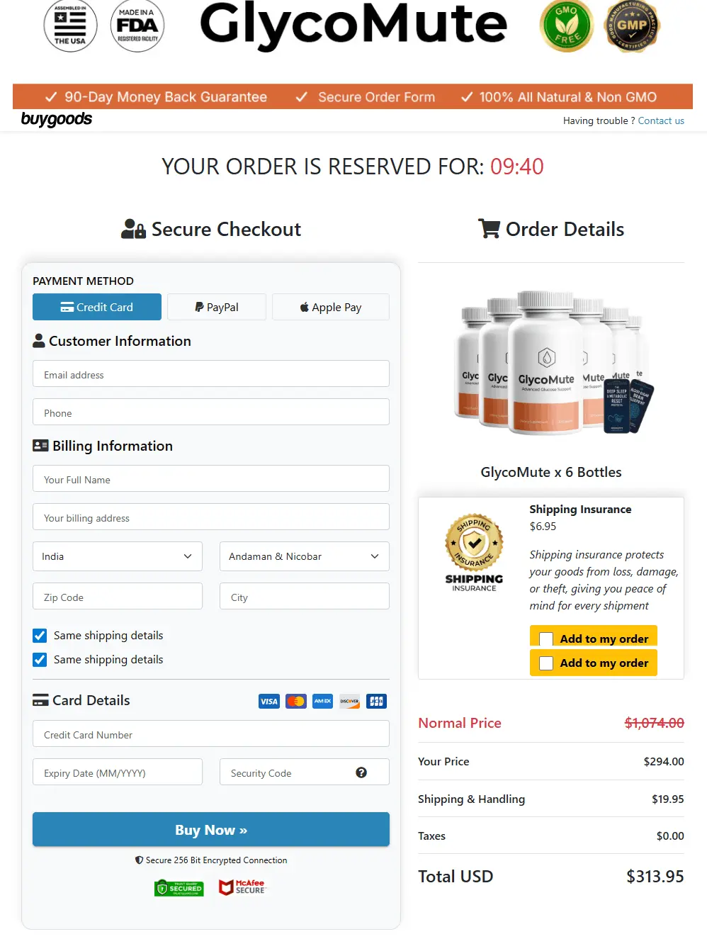 glycomute official website checkout page – secure online order process